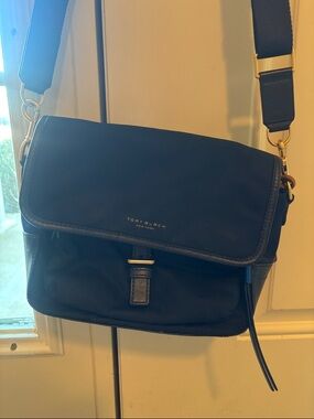 Tory Burch Navy Nylon Crossbody Messenger Bag with Gold Hardware